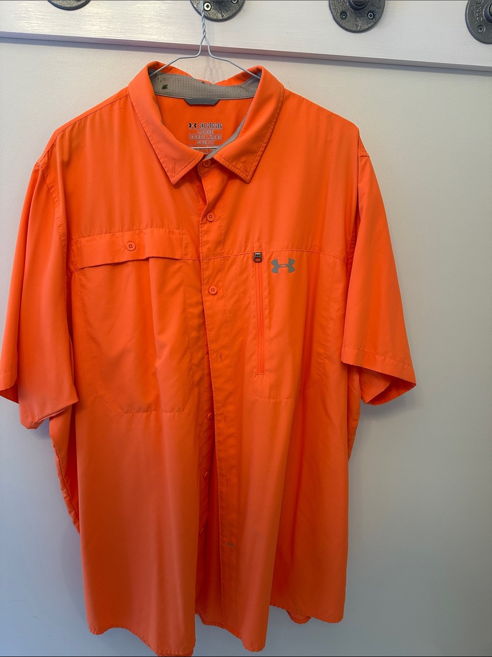 Under Armour Men’s Short-Sleeve Button-Down Shirt — Bright Orange